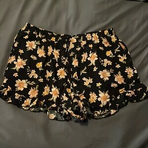 American Eagle Black Floral Shorts
